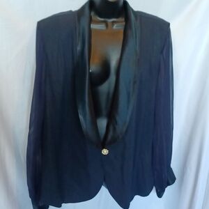 JR Nites Lush Black Velvet Evening Jacket, black, sheer sleeves,  24" pit to pit